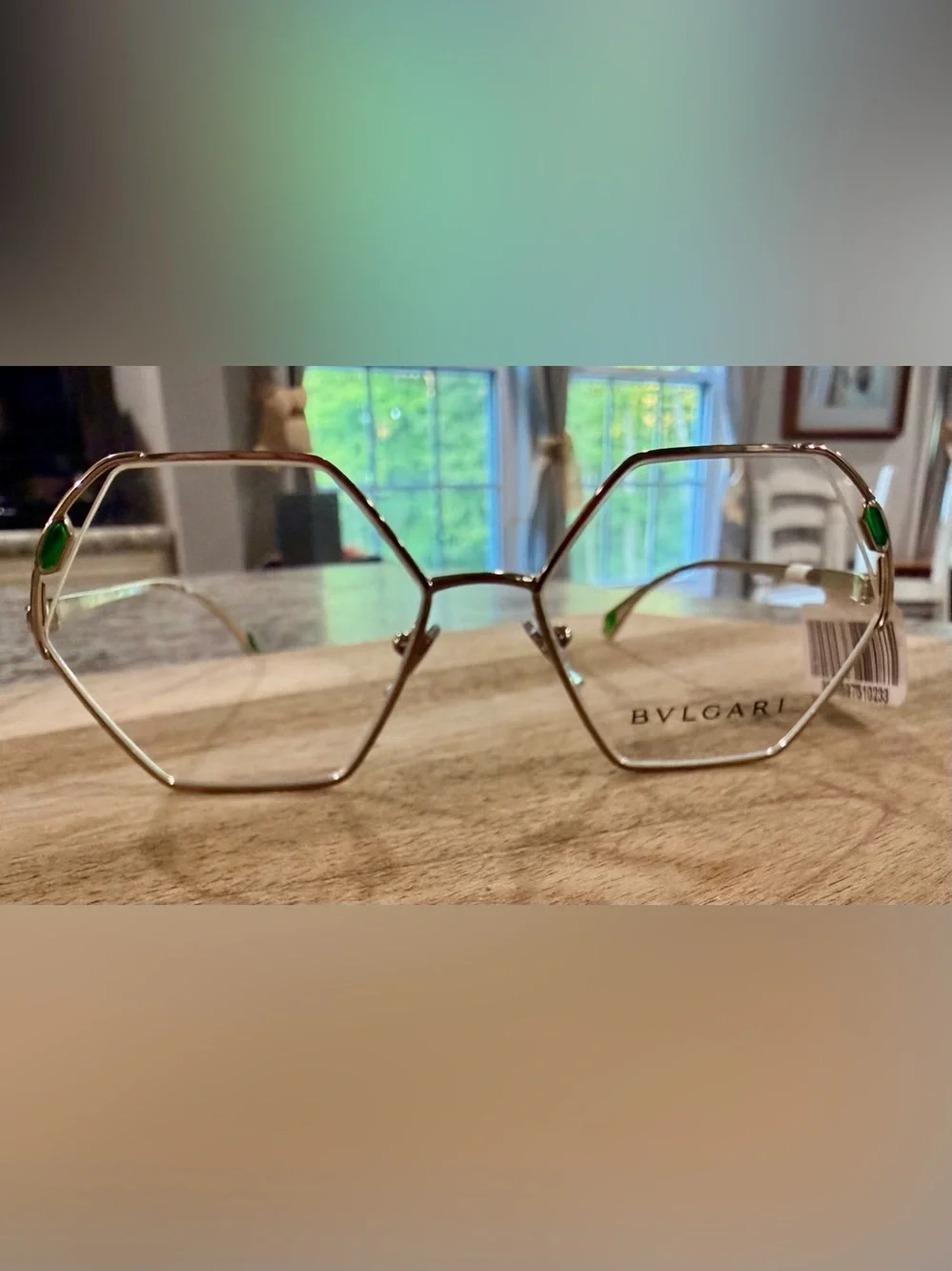 Bulgari Hexagonal Metal Eyeglasses in Gold-Tone